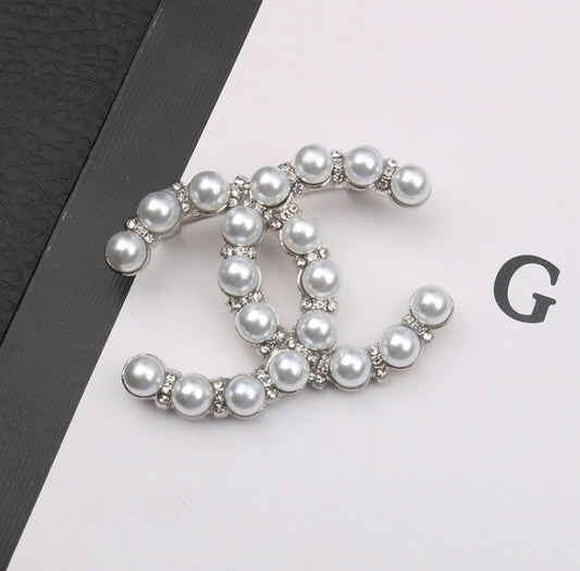 pearl silver brooch